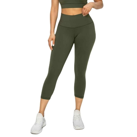 Women's Buttery Soft Capri Activewear Leggings, Army Green, S