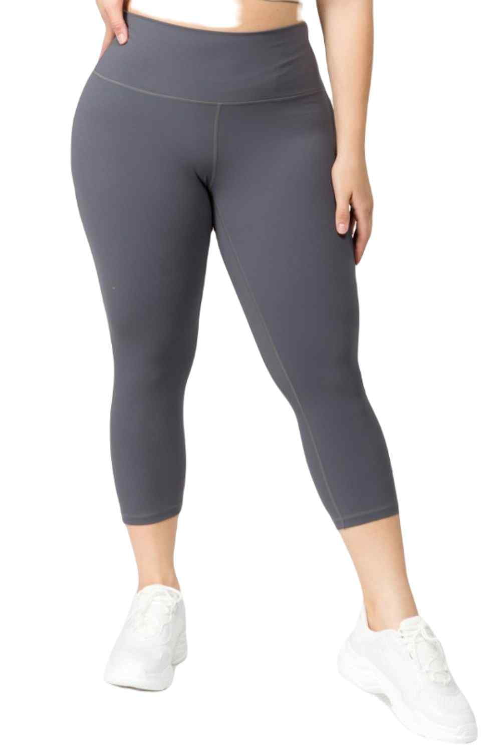 Women's Plus Size Active Buttery Soft Capri Leggings. • Wide, high rise  waistband lies flat against your skin • Ultra buttery soft fabrication •  Interior waistband pocket can hold keys, cards, cash •