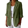 thumbnail image 1 of Women's Button Cotton Linen Blazer Long Sleeve Open Front Work Lightweight Jacket for Work Office Casual Business Summer Fall Clothing Suit Jacket Work Blazer, 1 of 7
