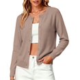 thumbnail image 1 of Women's Button Down Crew Neck Knit Sweater Cardigans, Solid Color Long Sleeve Cardigan Long Sleeve Interview Outfits Soft Chic Tops Loose Fit Teacher Outfits Fall Outfits,Khaki,XL, 1 of 5