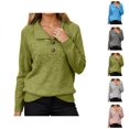 thumbnail image 1 of Women's Button Detail Knit Pullover Sweater Stand Collar Soft Loose Fit Long Sleeve Top Comfortable Casual Fall Winter Outfit, 1 of 6