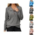 thumbnail image 1 of Women's Button Detail Knit Pullover Sweater Stand Collar Soft Loose Fit Long Sleeve Top Comfortable Casual Fall Winter Outfit, 1 of 6