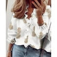 thumbnail image 1 of Women's Button Down Blouse Long Sleeve Ruffle Blouse Solid Colour Comfort Shirt Plus Size Dress Shirts, 1 of 2
