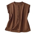 thumbnail image 1 of Women's Button Down Business Blouse Office Work Shirts Vintage Ruffle Sleeveless Dressy Casual Blouses Top, 1 of 9