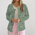 thumbnail image 1 of Women's Button Down Cardigan Sweaters Long Sleeve Graphic Printed Soft Cotton Casual Fall Spring Outerwear (XL, Dark Green 01), 1 of 5