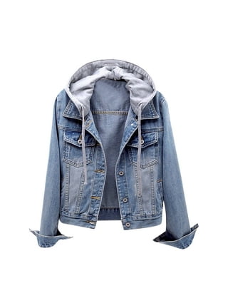 Hooded denim jacket womens sales
