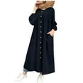 thumbnail image 1 of Women's Button Down Long Dress Sexy Long Sleeve Shirt Dresses Casual Loose A Line Midi Dresses with Pocket, 1 of 4
