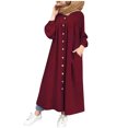 thumbnail image 1 of Women's Button Down Long Dress Sexy Long Sleeve Shirt Dresses Casual Loose A Line Midi Dresses with Pocket, 1 of 4