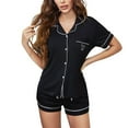 thumbnail image 1 of Women's Button Down Pajama Set Cute 2 Piece Short Sleeve Shirt Shorts Sleepwear Lightweight Summer Lounge Set Soft Bride Pjs Modal Black Medium, 1 of 5