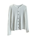 thumbnail image 1 of Women's Button Down Ribbed Knit Sweater Cardigan Casual Long Sleeve Round Neck Cardigan Solid Color Simple Cardigan Tops, 1 of 2