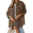 thumbnail image 1 of Women's Button Down Shacket Casual 25 Fall Long Sleeve Collared Jacket with Pockets, 1 of 5