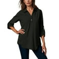 thumbnail image 1 of Women's Button Down Shirt Casual Comfortable Loose Fit Blouse Soft Breathable Fabric for Indoor Outdoor Wear, 1 of 2
