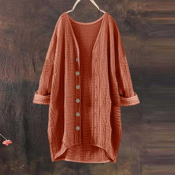 Women's Button Down Shirt Long Sleeve Casual Oversized Cardigan Beach Shirt Dresses Breathable Loose Fit Blouse for Women