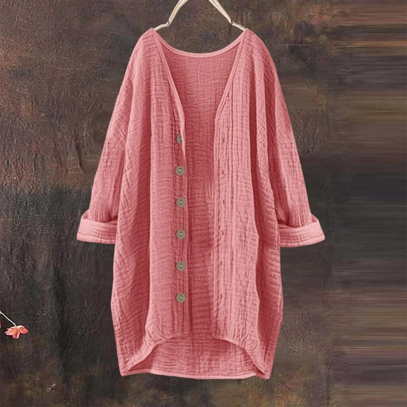 Women's Button Down Shirt Long Sleeve Casual Oversized Cardigan Beach Shirt Dresses Breathable Loose Fit Blouse for Women