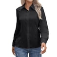 thumbnail image 1 of Women's Button Down Shirt, Long Sleeve Stretch Casual Blouse, Classic Regular Fit Work Top, 1 of 6