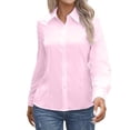 thumbnail image 1 of Women's Button Down Shirt, Long Sleeve Stretch Casual Blouse, Classic Regular Fit Work Top, 1 of 6