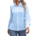 thumbnail image 1 of Women's Button Down Shirt, Long Sleeve Stretch Casual Blouse, Classic Regular Fit Work Top, 1 of 4