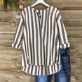 thumbnail image 1 of Women's Button Down Shirt Striped Linen Casual Lightweight Shirt Dresses Casual Breathable Loose Fit Blouse, 1 of 5