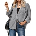 thumbnail image 1 of Women's Button Down Shirt Waffle Knit Tops Long Sleeve Dressy Casual Loose Fit Shirt with Pocket, 1 of 5