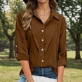 thumbnail image 1 of Women's Button Down Shirts Collared Solid Color Work Fashion Spring Tops Long Sleeve Business Casual Blouses, 1 of 6