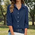 thumbnail image 1 of Women's Button Down Shirts Collared Solid Color Work Fashion Spring Tops Long Sleeve Business Casual Blouses, 1 of 3