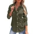 thumbnail image 1 of Women's Button Down Shirts Cotton Linen Long Sleeve Lapel Collar Dress Shirts Solid Trendy Business Work Slim Fit Blouses, 1 of 3