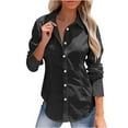 thumbnail image 1 of Women's Button Down Shirts Cotton Linen Long Sleeve Lapel Collar Dress Shirts Solid Trendy Business Work Slim Fit Blouses, 1 of 3
