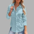 thumbnail image 1 of Women's Button Down Shirts Long Sleeve Dress Shirts Wrinkle Free Collared Work Office Solid Blouses Corset Tops Blue M, 1 of 9