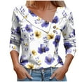 thumbnail image 1 of Women's Button Down Shirts Long Sleeve Shirt Fashion Floral Printed Blouses Casual Button-Up Loose T-shirt V-Neck Lapel Pullover Top Yellow M, 1 of 5