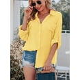 thumbnail image 1 of Women's Button Down Shirts with Pockets Casual Long Sleeve Loose Fit Blouses Tops, 1 of 7