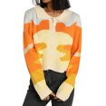 thumbnail image 1 of Women's Button Down Sweater Crop Tops Long Sleeve Color Block Knit Cardigan Lapel Spring Fall Outwear, 1 of 6