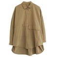 thumbnail image 1 of Women’s Button Down T Shirts Fall Cotton Dress Shirt Long Sleeve Oversized Boyfriend Tunic Tops with Pockets, 1 of 4