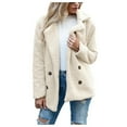 thumbnail image 1 of Women's Button-Down Wool Coat with Pockets Winter Casual Lapel Outerwear, 1 of 9