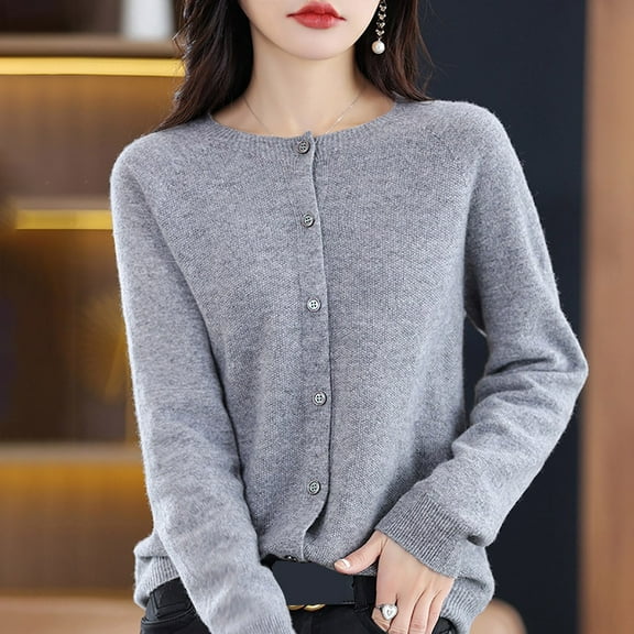 Women's Button Front Cardigan Long Sleeve Soft Knit Sweater Warm Comfortable Stretchable Casual Outfit