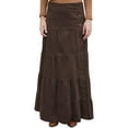 thumbnail image 1 of Women's Button Front Long Ankle Length Tiered Corduroy Maxi Skirt, 1 of 10