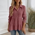 thumbnail image 1 of Women's Button-Front Oversized Long-Sleeve Shirt - Breathable Casual Office & Weekend Wear, 1 of 6