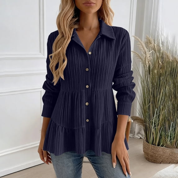 Women's Button-Front Oversized Long-Sleeve Shirt - Breathable Casual Office & Weekend Wear
