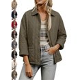 thumbnail image 1 of Women's Button Front Quilted Jacket Collared Loose Fit Comfy Fall Spring Jacket, 1 of 9