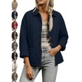 thumbnail image 1 of Women's Button Front Quilted Jacket Collared Loose Fit Comfy Fall Spring Jacket, 1 of 9