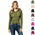 thumbnail image 1 of Women's Button Front Ribbed Knit Hooded Cardigan, Drawstring Long Sleeve Casual Lightweight Sweater for Women, Sizes S-2XL, 1 of 4
