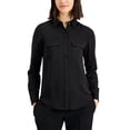 thumbnail image 1 of Women's Button-Front Shirt Deep Black L, 1 of 1
