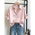 thumbnail image 1 of Women's Button Front Shirt with Collar and Ruffle Sleeves Short Sleeve Top for Summer Office Daily Wear, 1 of 4