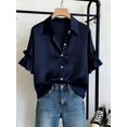 thumbnail image 1 of Women's Button Front Shirt with Collar and Ruffle Sleeves Short Sleeve Top for Summer Office Daily Wear, 1 of 4