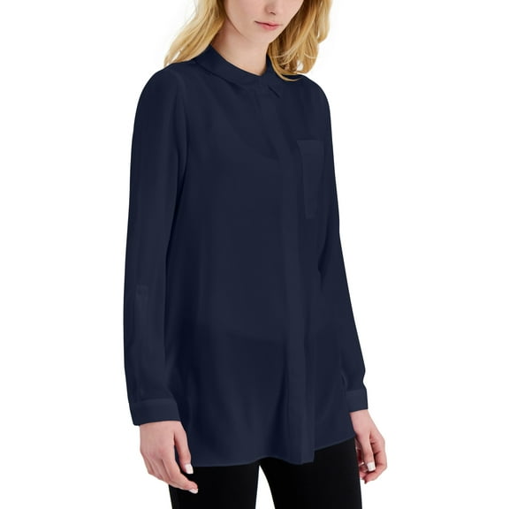 Women's Button-Front Tunic Modern Navy M
