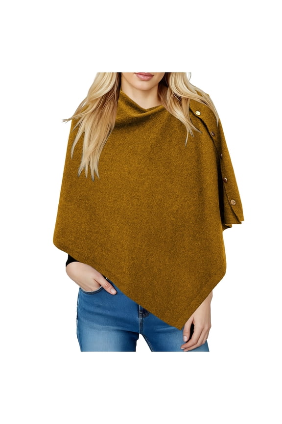 Women’s Button Maxi Cape For Women Wraps Women Knitted s Wrap Cardigan Cape Wool Shoulder Tops s Scarf Women's Solid Color Fashionable comfortable Cloth