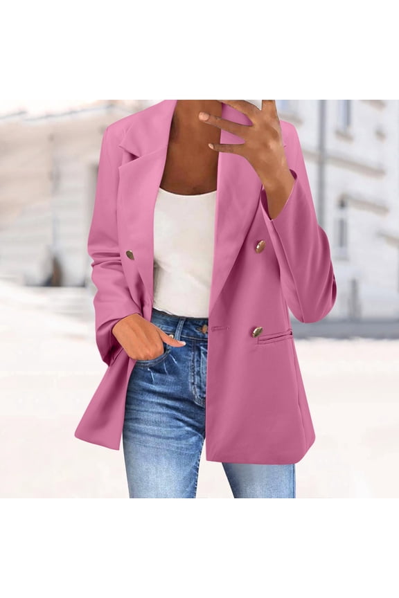 Women's Button Pockets Cardigan Formal Suit Long Sleeve Lapels Business Jacket Coat Summer Dresses Casual Long Casual Short Dress for Women Dress Casual Short Women Casual Hiking Dress for Women