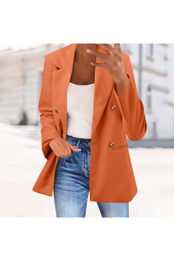 Women's Button Pockets Cardigan Formal Suit Long Sleeve Lapels Business Jacket Coat Womens Dress Short Casual Dress for Women Back Dress for Women Petite Dresses for Women Loose Dress for Women Summer