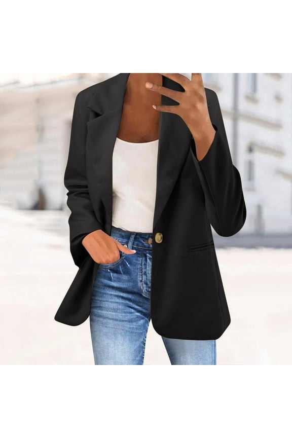Women's Button Pockets Cardigan Formal Suit Long Sleeve Lapels Business Jacket Coat plus Size Womens Outdoor Vest Business Casual Jacket Western Fashion Womens Anorak Jacket Womens Denim Jackets