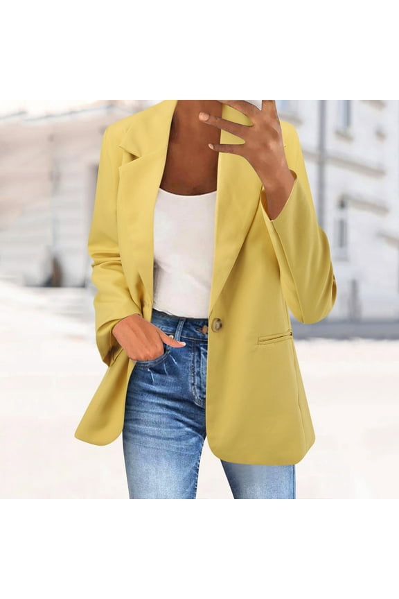 Women's Button Pockets Cardigan Formal Suit Long Sleeve Lapels Business Jacket Coat plus Size Womens Outdoor Vest Business Casual Jacket Western Fashion Womens Anorak Jacket Womens Denim Jackets