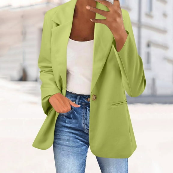 Women's Button Pockets Cardigan Formal Suit Long Sleeve Lapels Business Jacket Coat plus Size Womens Outdoor Vest Business Casual Jacket Western Fashion Womens Anorak Jacket Womens Denim Jackets
